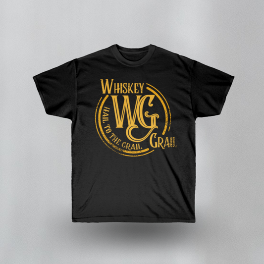 A T-shirt with the Whiskey Grail logo